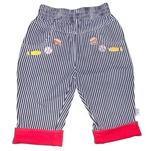 RARE Vintage Railroad Stripes Embroidered Baseball Jeans Fleece Lined 6-9 months